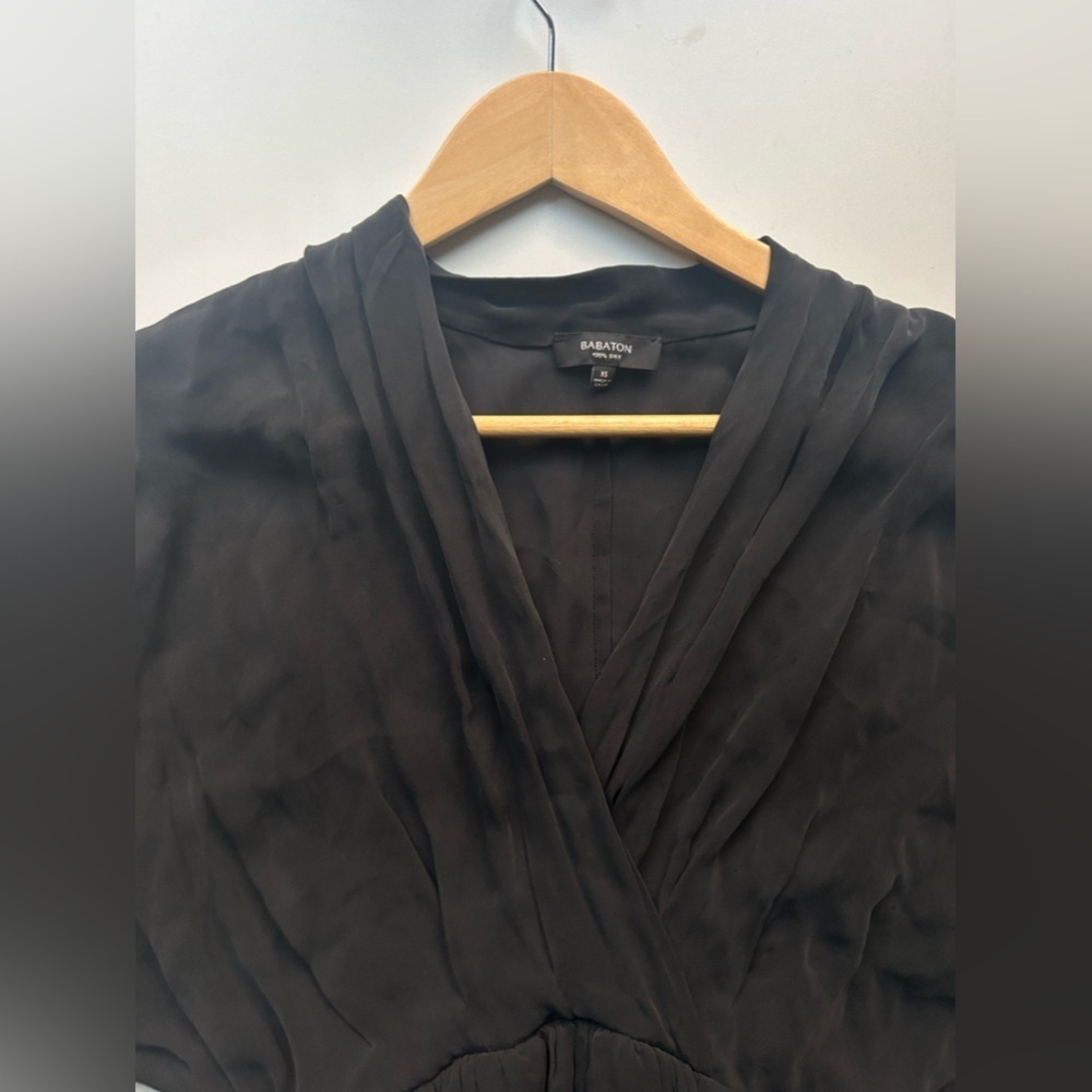 Aritzia 100% SILK - Babaton Cuthbert Dress BUTTERY soft XS Black - Picture 2 of 10